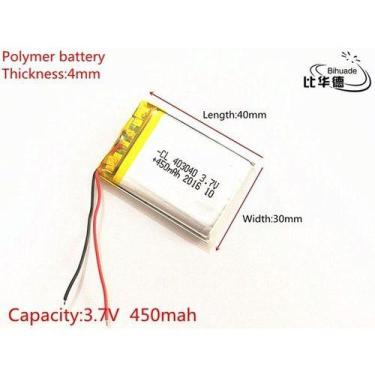 Imagem de Bateria 3,7v  4mm X 30mm X 40mm  Com 450mah 2 Fios - KMIG