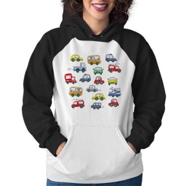 Imagem de Moletom Feminino Carrinhos Coloridos - Foca na Moda, Branco, Preto, P