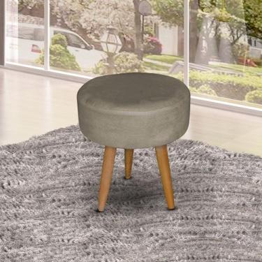 Imagem de Kit 9 Puff Redondo Pé Palito Suede Capuccino - Ninho Decor