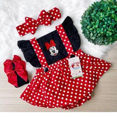 Imagem de Jardineira Saia Minnie Vermelha + faixinha de cabelo - JOANINHA BABY, 