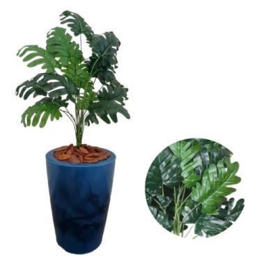 Imagem de Planta Artificial Bananinha Buquê Com Vaso Marmorizado - PlantaImport