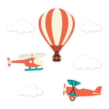 Imagem de Adesivo de Parede Balão Avião Helicóptero 7un - Quartinhos