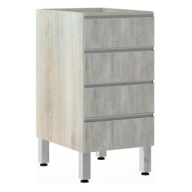 Imagem de Balcão Sem Tampo 40cm Lis Legno Crem e Concreto - LUCIANE