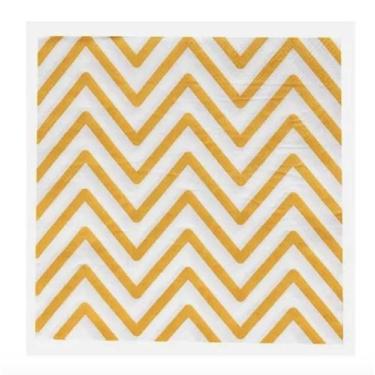 Imagem de Guardanapo de Papel Folha Dupla Folhas Chevron Dourado 32x32 cm Silver
