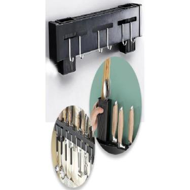 Imagem de Suporte De Cozinha Porta Talheres Facas 50cm Com 8 Ganchos - Interpont