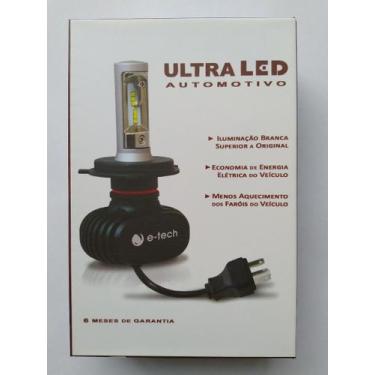 Imagem de Kit Lampada Led Ultra Led E-tech Encaixe H4 8000k 12000lumen, Prateado