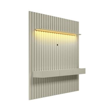 Imagem de Painel Ripado com Rack Suspenso até 70 Polegadas Tulum com LED 1 PT 2 GV Off White Alt 242 Larg 222 cm