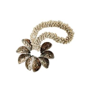 Imagem de Colar de Mesa Bege c Conchas Decorativo Artesanal 40cm Luxo - LUXdécor