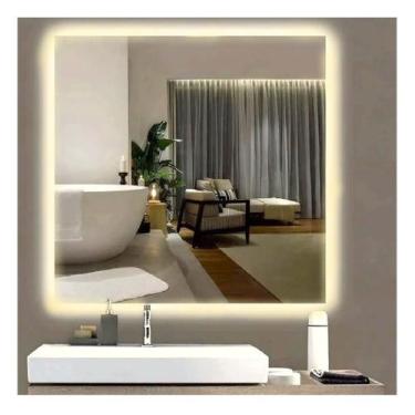 Imagem de Espelho lapidado bisotê Iluminado com LED Quente - 60x60cm - Woodglass