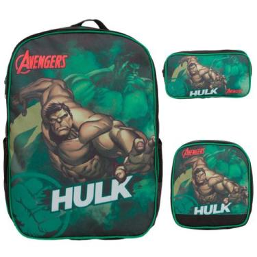 Imagem de Kit Mochila Infantil Masculina Incrível Hulk Costa Lancheira - Toys 2U