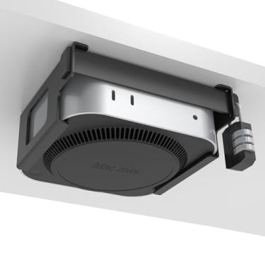 Imagem de Bylitco Suporte sob a mesa para Mac Mini M4/M4 Pro | Suporte de metal antifurto com trava de senha e enchimento protetor | Instalação oculta compatível com VESA (mesa/monitor)