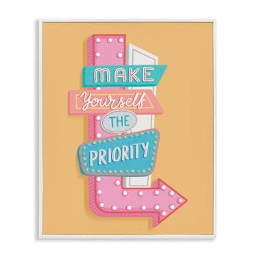 Imagem de Stupell Industries Make Yourself The Priority Framed Giclee Wall Art Design de Nancy McKenzie, moldura branca, 61 x 76 cm
