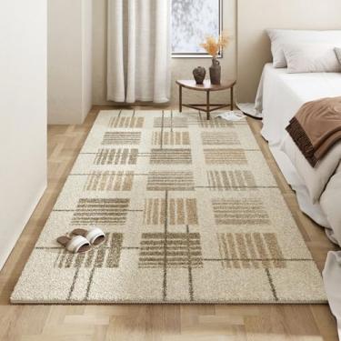 Imagem de Tapete listrado geométrico de luxo, confortável, macio, para sala de estar, bege, cor creme, decoração moderna, tapete para quarto, YHT078, G, 300x400 CM