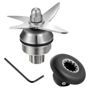 Imagem de Kit de lâmina úmida de reposição para liquidificador (4 peças) - Compatível com Vitamix 5200 Series 947 ml e recipientes de 1,8 l - Inclui soquete de acionamento, chave de porca e ferramentas de