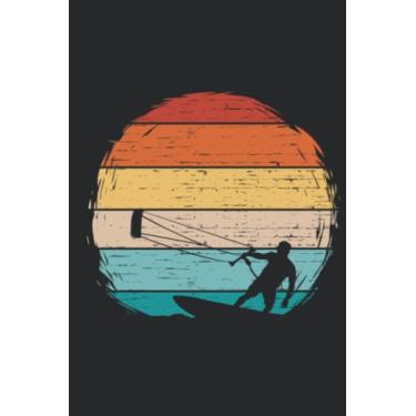 Imagem de Vintage Kitesurfing Kitesurf Lover Kiteboard Sunset Retro Meme: Lined Journal Notebook To Do Schedule, Medium 6x9 Inches, 100 Pages, Printed Cover