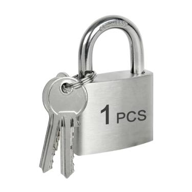 Imagem de LQYN Cadeados resistentes de aço inoxidável, corpo de 50 mm de largura, manilha normal, corpo de aço inoxidável com manilha de aço inoxidável, prata, cadeado à prova de intempéries para uso ao ar