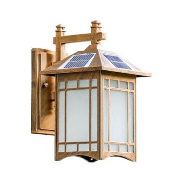 Imagem de Luminárias de parede de varanda vintage chinesas de 13 pol., estilo europeu, criativas, à prova d'água, de alumínio, acrílico, fonte de luz LED, luz de parede solar para jardim de vila, lâmp