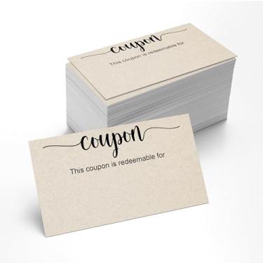 Imagem de 321Done Cartões de cupão em branco castanho, 3,5 x 2 - Feito nos EUA, pequeno vale de presente DIY, resgatar vouchers para presente, feriado, cupons de negócios para clientes - Conjunto de 100