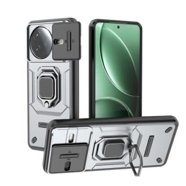 Imagem de Kukoufey Compatível com Xiaomi Poco F7 Pro 5G Bracket Shell, com capa de lente de câmera deslizante compatível com Xiaomi Redmi K80 5G, capa cinza