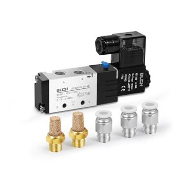 Imagem de BLCH Válvula Solenoide PNEUMATIC 4V210-08 AC110V Bobina Única Operada por Piloto Elétrica 2 Posições 5 Way Tipo de Conexão Caixa de Junção (4V210 AC110V 1/10.2 cm NPT)