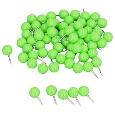 Imagem de 100 Pinos de Pressão Mapa Tachas Pinos de Marcação Decorativos de Plástico de Aço para Placas de Cortiça 9.5x20mm Mapa Tachas Pinos de Marcação (Verde)