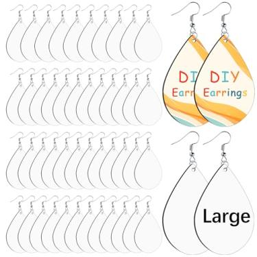 Imagem de LaiHiulaan 150 Peças De Brincos De Sublimação Em Branco, Grande, Tamanho Grande, 50 Peças De Produtos De Sublimação Em Branco De Mdf Com 100 Ganchos E Argolas De Salto, Brincos De Lágrima De Sublimaç