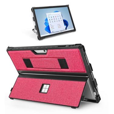 Imagem de Capa para Microsoft Surface Pro 7+/Pro 7/Pro 6/Pro 5/Pro 4 de 12,3 polegadas, com suporte para caneta de superfície e alça de mão, compatível com teclado Surface Pro Type Cover (vermelho)