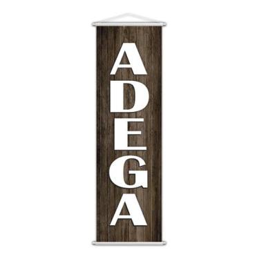 Imagem de Banner Adega Cerveja Bebidas Madeira Serviço Lona 100X30Cm - Plimshop