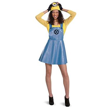 Imagem de Fantasia de Minion para mulheres, roupa oficial dos Minions Stuart com óculos de saia e chapéu, Multicolorido., L (12-14)