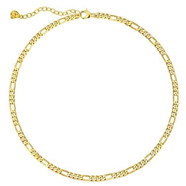 Imagem de WEARON Gargantilha feminina banhada a ouro 18 K com contas delicadas, gene fígaro, coração, espinha de peixe, clipe de papel, gargantilha delicada, presente para mulheres, Latão, Sem Pedra Preciosa