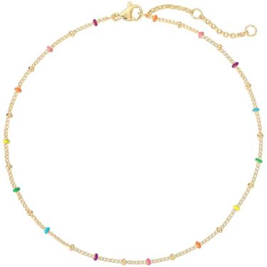 Imagem de BENEIGE Tornozeleira delicada com olho turco, banhado a ouro 14 k com linda corrente de 3 turquesa feita à mão para os pés para mulheres, 8.5 inches, Sem pedras preciosas