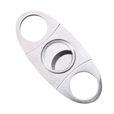 Imagem de LKMM Cortador de charuto de dois gumes de aço inoxidável, cortador de charuto portátil, defumador de charutos, cortador de fumaça