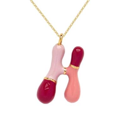 Imagem de Colar com letras de bolhas para mulheres, pingente de letra inicial de balão delicado 26 A-Z alfabeto colorido, moderno, joias de amizade, presentes para namoradas adolescentes, Adjustable, Latão, Sem