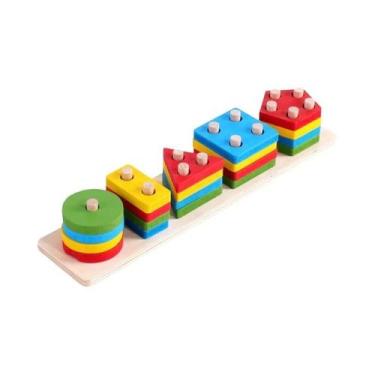 Imagem de Brinquedos Educativos Montessori: Classificador de Formas e Cores em M