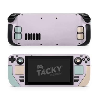 Imagem de TACKY DESIGN Película com bloqueio de cor compatível com Steam Deck LCD e OLED, decalque de vinil premium de cor sólida pastel 3M, linda capa completa (roxo e menta)