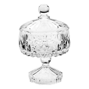 Imagem de Potiche Decorativo de Cristal com Pé Louise Âmbar 11cm x 18cm - Wolff 