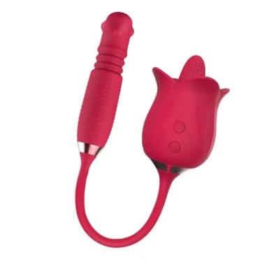 Imagem de LEQC Rose Sex Toy para mulheres - 3 em 1 atualização Rose Sex Stimulator para mulheres - 10 lambidas de língua 10 telescópicas 10 bolas de rotação vibrador vibrador para casais