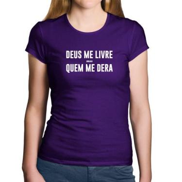 Imagem de Baby Look Algodão Deus me livre mas Quem me dera - Foca na Moda, Roxo,