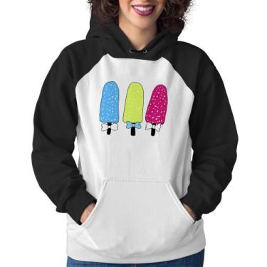 Imagem de Moletom Feminino Colorfull Icecreams - Foca na Moda, Branco, Preto, GG