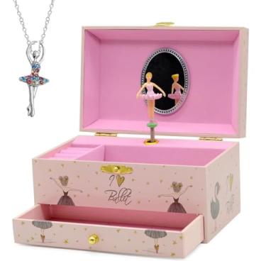 Imagem de Caixa de joias musical para meninas, pequena caixa de joias de bailarina musical, caixa de música para decoração de quarto para meninas, presentes de Natal/aniversário para meninas (18 cm)