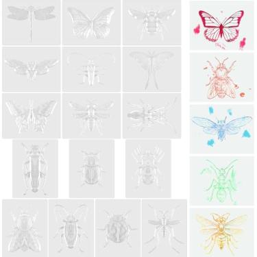 Imagem de Feifeiya Placas de fricção de 16 peças - Verdadeiros insetos borboleta, libélula, joaninha, formiga, animal, placas de fricção fáceis de desenhar, arte e textura, para casa, sala de aula, material