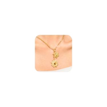 Imagem de HolidayQbee Colar de ouro para mulheres com infinito, coração, folha, sol, pingentes, bússola, coração, pomba, ouro, joias modernas, Latão, Sem Pedra Preciosa