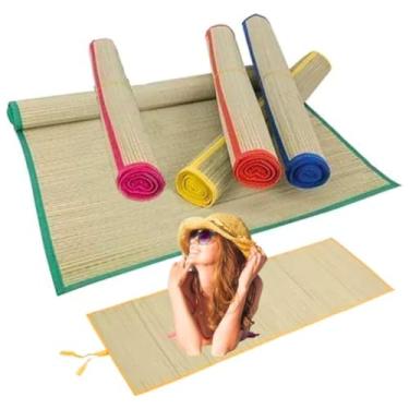 Imagem de Esteira De Praia Palha Camping Piquenique Dobrável Tapete Piscina 170 * 60cm(Verde)