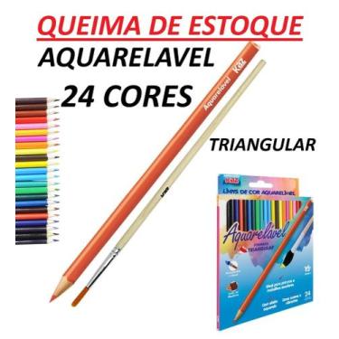 Imagem de Lápis de cor aquarelavel com 24 cores pintar, desenhar pintura aquarel