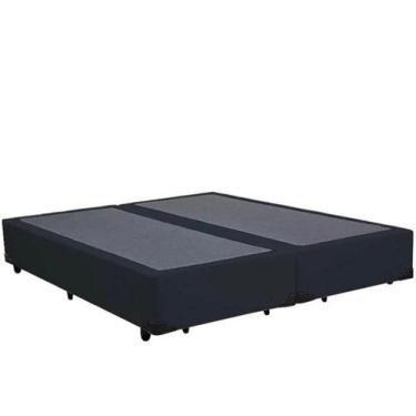 Imagem de Cama Base King Bipartido Blindado Suede Preto - Real Comfort Estofados
