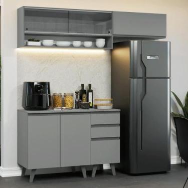 Imagem de Armário de Cozinha Compacta 200cm Cinza Nice Madesa XA14, Cinza
