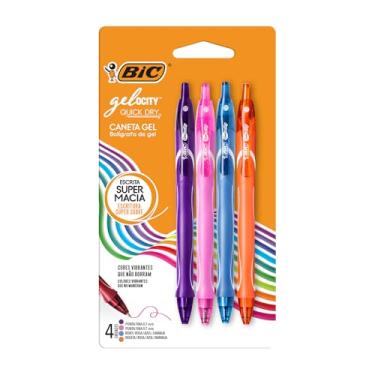 Imagem de BIC, Caneta em Gel, Gelocity, Quick Dry, Ponta Fina, 4 Cores