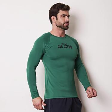 Imagem de Manga Longa Rash Guard Compressão Masculina Jiu Jitsu - Sem marca, Ver