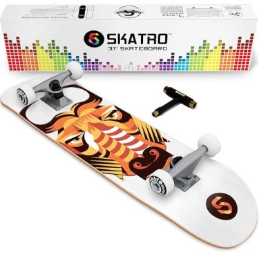 Imagem de SKATRO - Skate Pro Skate completo de 78,7 cm. Idades da prancha de skate: adultos, meninos, meninas, iniciantes e crianças