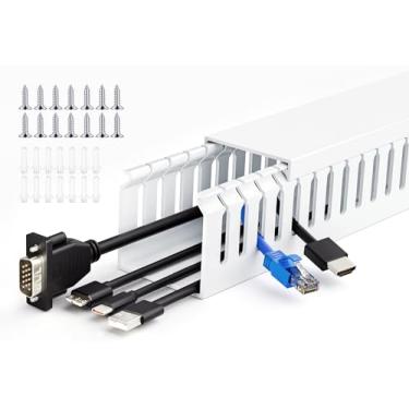 Imagem de ZhiYo Raceway profissional de gerenciamento de cabos de rack de servidor de 167,6 cm (4X C 16,5 cm), pista de pista de cabos H2 pol x W2in, pista de fiação aberta de PVC eletricamente segura para